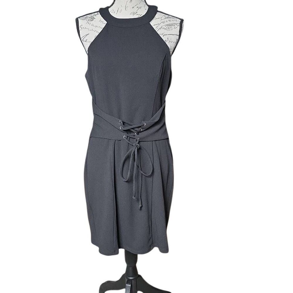 City Triangles Junior’s Size 13 Black Halter Dress with Corset Lace Up Waist